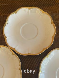 Haviland Limoges White & Gold Cups & Saucers Schleiger 216 Set Of 5 France