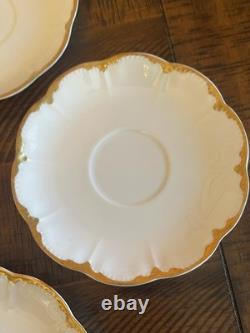 Haviland Limoges White & Gold Cups & Saucers Schleiger 216 Set Of 5 France