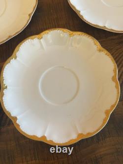 Haviland Limoges White & Gold Cups & Saucers Schleiger 216 Set Of 5 France