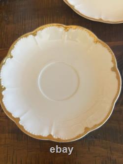 Haviland Limoges White & Gold Cups & Saucers Schleiger 216 Set Of 5 France