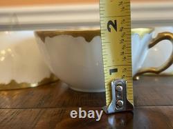 Haviland Limoges White & Gold Cups & Saucers Schleiger 216 Set Of 5 France