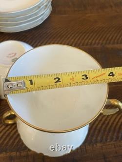 Haviland Limoges White & Gold Cups & Saucers Schleiger 216 Set Of 5 France