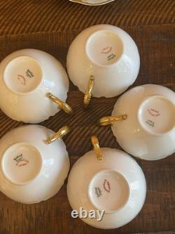 Haviland Limoges White & Gold Cups & Saucers Schleiger 216 Set Of 5 France