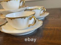 Haviland Limoges White & Gold Cups & Saucers Schleiger 216 Set Of 5 France