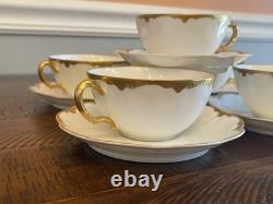 Haviland Limoges White & Gold Cups & Saucers Schleiger 216 Set Of 5 France