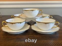 Haviland Limoges White & Gold Cups & Saucers Schleiger 216 Set Of 5 France