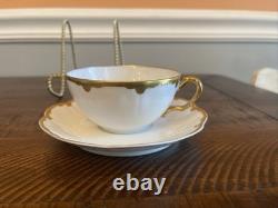 Haviland Limoges White & Gold Cups & Saucers Schleiger 216 Set Of 5 France