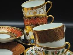 Haviland et Parlon Limogeshand panted with goldset of 5 Tea cups w saucers new