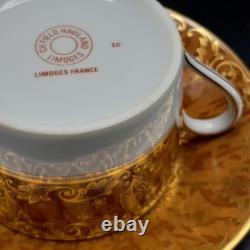 Haviland et Parlon Limogeshand panted with goldset of 5 Tea cups w saucers new