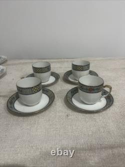 Havilland Limoges Lennox Fire China Autumn Gold Mark Cup Saucer Set of 4