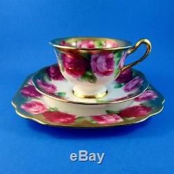 Heavy Gold Edge Old English Rose Royal Albert Tea Cup, Saucer and Plate Trio Set