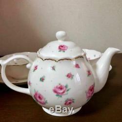Hello Kitty Teapot Tea Cup Saucer Tea Set Golden Ceramic Rose 2004 Sanrio F/S