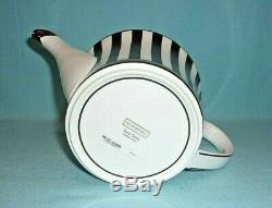 Henri Bendel Rare Iconic Brown And White Stripe Gold Trim Bone China Teapot. NWT