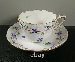 Herend Blue Garland Cup and Saucer Set Gold Rim Hungary 711