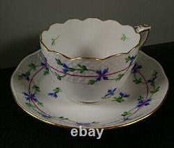 Herend Blue Garland Cup and Saucer Set Gold Rim Hungary 711