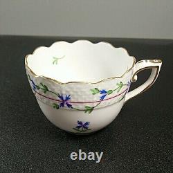 Herend Blue Garland Cup and Saucer Set Gold Rim Hungary 711