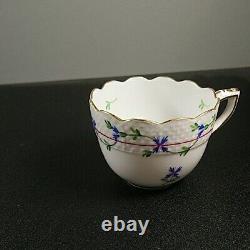 Herend Blue Garland Cup and Saucer Set Gold Rim Hungary 711