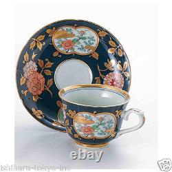 Heritage Imari Golden Floral 5 Coffee Cups & Saucers Set Japan Porcelain