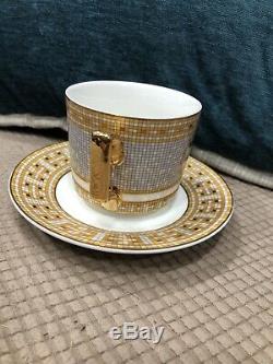 Hermes Cup & Saucer withteaspoon Orange and Gold with H Logo
