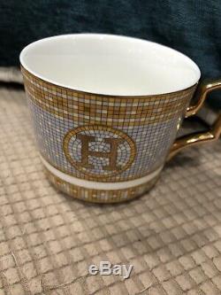 Hermes Cup & Saucer withteaspoon Orange and Gold with H Logo