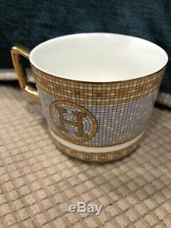 Hermes Cup & Saucer withteaspoon Orange and Gold with H Logo