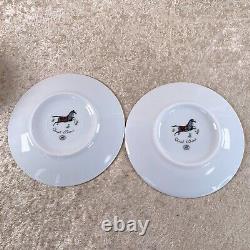 Hermes Paris Tea Cup & Saucer Cheval d'Orient Gold Paint 2 Sets Tableware withCase