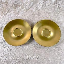 Hermes Paris Tea Cup & Saucer Cheval d'Orient Gold Paint 2 Sets Tableware withCase