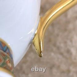 Hermes Paris Tea Cup & Saucer Cheval d'Orient Gold Paint 2 Sets Tableware withCase