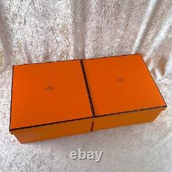 Hermes Paris Tea Cup & Saucer Cheval d'Orient Gold Paint 2 Sets Tableware withCase