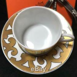 Hermes Porcelain Guadalquivir Gold Coffee Cup Saucer Tableware Ornament Auth New