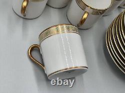 Hertel Jacob Bavaria Germany White Gold Greek Key Rim Cups and Saucers Set of 8