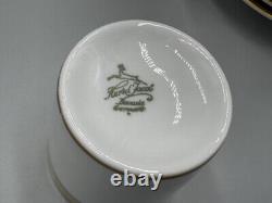 Hertel Jacob Bavaria Germany White Gold Greek Key Rim Cups and Saucers Set of 8