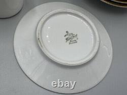 Hertel Jacob Bavaria Germany White Gold Greek Key Rim Cups and Saucers Set of 8