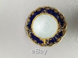 Heufel Dresden Hand Painted Courting Scene Cobalt Gold Demitasse Cup & Saucer #4