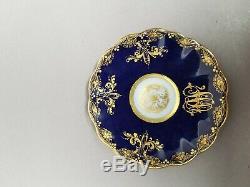 Heufel Dresden Hand Painted Courting Scene Cobalt Gold Demitasse Cup & Saucer #4