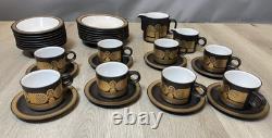 Hornsea Retro Vintage Midas Set of 8 Coffee/Tea Cups Saucers Plates Gold Brown
