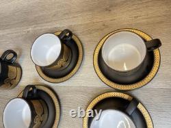 Hornsea Retro Vintage Midas Set of 8 Coffee/Tea Cups Saucers Plates Gold Brown