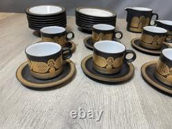 Hornsea Retro Vintage Midas Set of 8 Coffee/Tea Cups Saucers Plates Gold Brown