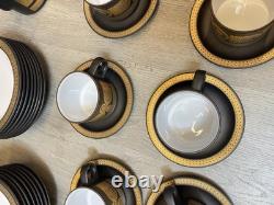 Hornsea Retro Vintage Midas Set of 8 Coffee/Tea Cups Saucers Plates Gold Brown