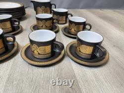 Hornsea Retro Vintage Midas Set of 8 Coffee/Tea Cups Saucers Plates Gold Brown