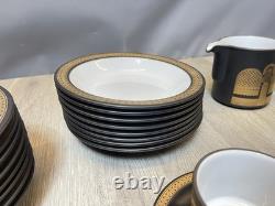 Hornsea Retro Vintage Midas Set of 8 Coffee/Tea Cups Saucers Plates Gold Brown