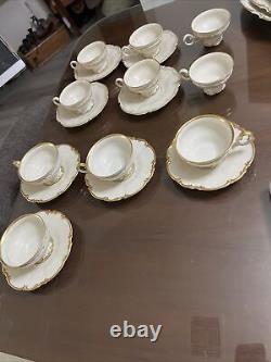Hutschenreuther Bavaria LHS Gold Trim Antique Cups Saucers Set 8 2cups extra