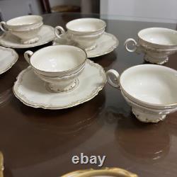 Hutschenreuther Bavaria LHS Gold Trim Antique Cups Saucers Set 8 2cups extra