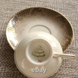 Hutschenreuther Bavaria Porcelain Tea Cup & Saucer Set Floral Grey Gold