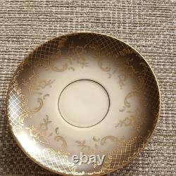 Hutschenreuther Bavaria Porcelain Tea Cup & Saucer Set Floral Grey Gold