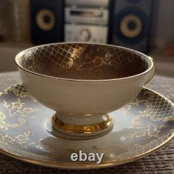 Hutschenreuther Bavaria Porcelain Tea Cup & Saucer Set Floral Grey Gold