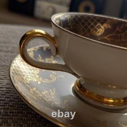 Hutschenreuther Bavaria Porcelain Tea Cup & Saucer Set Floral Grey Gold