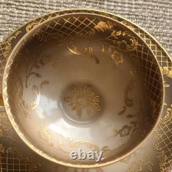 Hutschenreuther Bavaria Porcelain Tea Cup & Saucer Set Floral Grey Gold