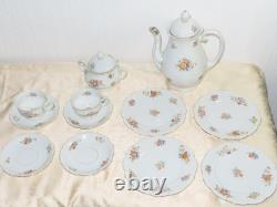 Hutschenreuther Coffee Cups + Saucers + Cake Plates Gold/Flower Decor 12 Piece