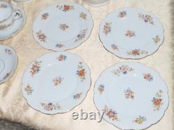 Hutschenreuther Coffee Cups + Saucers + Cake Plates Gold/Flower Decor 12 Piece